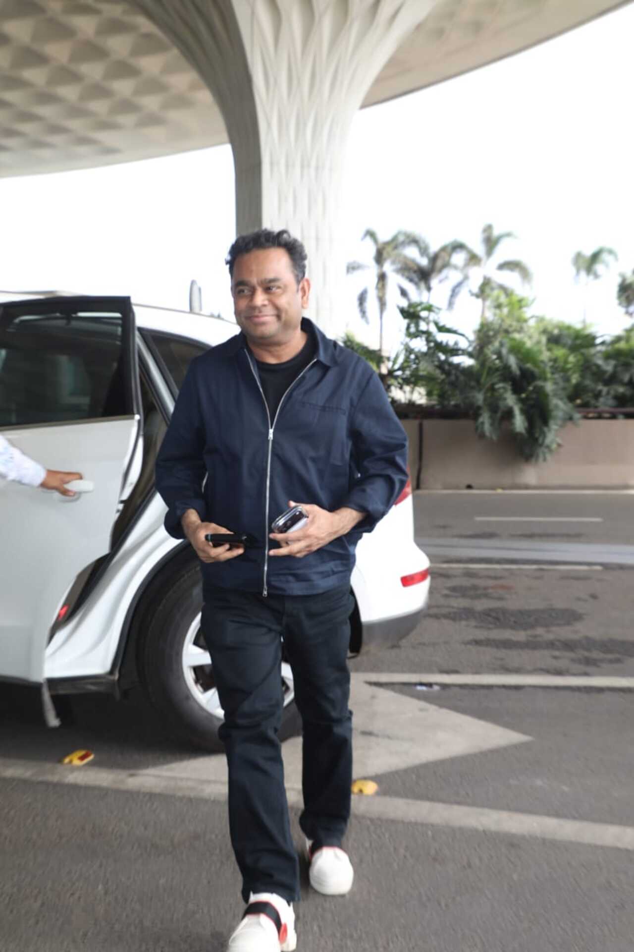 AR Rahman was seen at the airport as he headed to Attari for a special event for the BSF jawans. AR Rahman was seen at the airport as he headed to Attari for a special event for the BSF jawans.